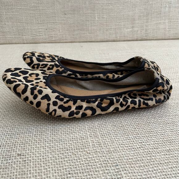 HUSH PUPPIES CHASTE BALLET FLATS IN CALF HAIR LEOPARD SZ 6 , - Picture 6 of 8